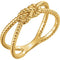 Love Knot Rope Trim Crisscross Ring, 14k Yellow Gold