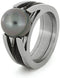 Grey Tahitian Pearl, Ziricote Wood 6mm Comfort-Fit Matte Titanium Band, Size 11.25