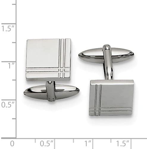 Stainless Steel Toggle Back Square Cuff Links, 13X15MM
