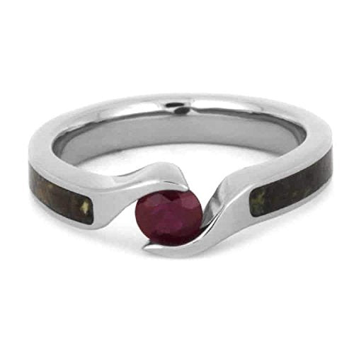 Ruby, Dinosaur Bone 3.5mm Comfort-Fit Titanium Bypass Engagement Ring, Size 14.75