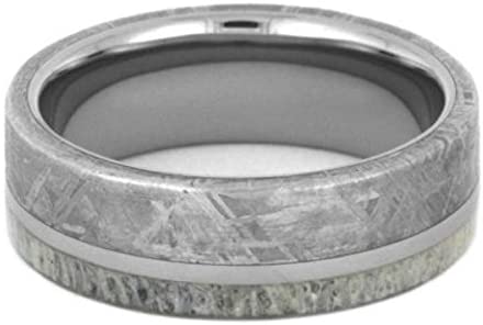 Gibeon Meteorite, Deer Antler 7mm Titanium Comfort-Fit Wedding Ring