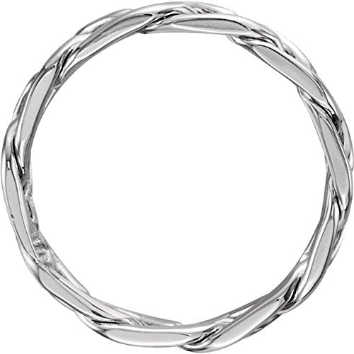 Petite Hand Woven 3.75mm 14k White Gold Band