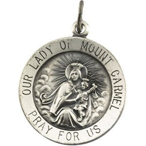 Sterling Silver Our Lady of Mount Carmel Medal Pendant (18.25 MM)