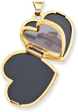 14k Yellow Gold Four Picture Diamond and Flower Heart Locket (.01 Ct, G-I Color, I1 Clarity)