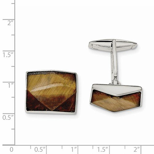 Sterling Silver Tigers Eye Square Cuff Links