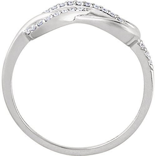Diamond Infinity-Inspired Knot Ring, Rhodium-Plated 14k White Gold, Size 7 (1/10 Ctw, Color H+, Clarity I1)