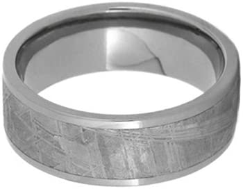 Gibeon Meteorite Inlay 8mm Comfort-Fit Polished Titanium Wedding Band
