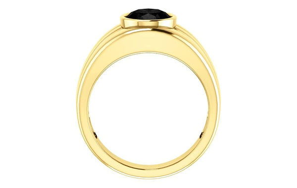 Men's Oval Onyx 25mm 14k Yellow Gold Band, Size 9.75