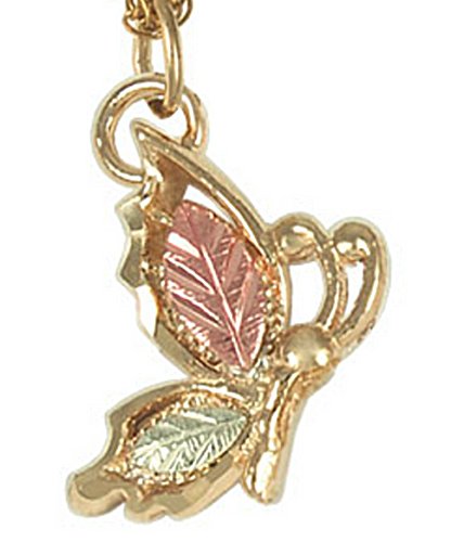 Butterfly Pendant Necklace in 10k Yellow Gold, 12k Rose and Green Gold, 18"