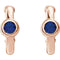 Blue Sapphire J-Hoop Earrings, 14k Rose Gold