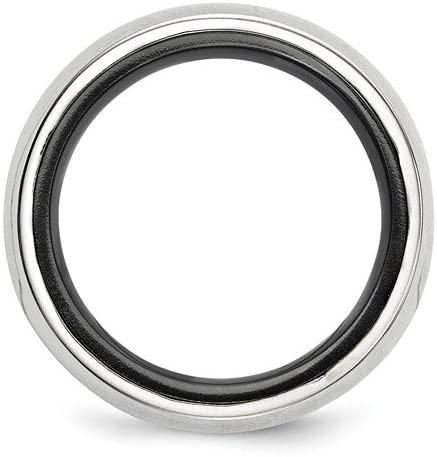 Edward Mirell Black Titanium and Sterling Silver Domed 10mm Wedding Band, Size 12.5