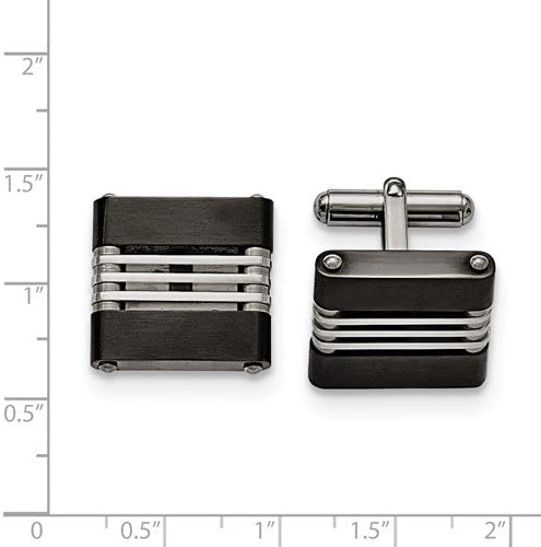 Stainless Steel, Brushed Black IP Cuff Links, 18X20MM