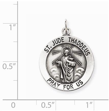 Sterling Silver St. Jude Thaddeus Medal Pendant (25X20 MM)