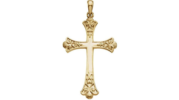 Fleur de Lis Cross 14k Yellow Gold Pendant