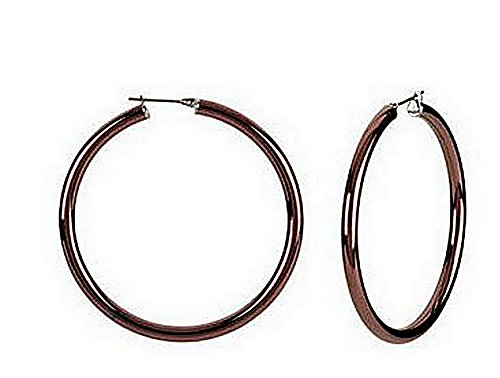 Amalfi Hoop Earrings with Chocolate Immerse Plating, Stainless Steel (5x30mm)