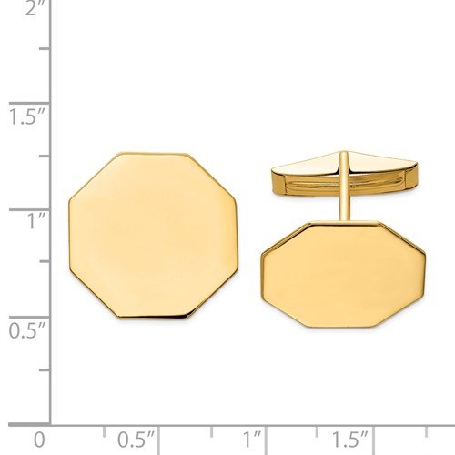 14k Yellow Gold Octagon Cuff Links, 20MM