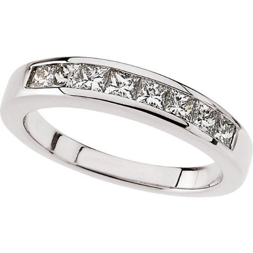 Eight Stone Princess Cut Diamonds 18k White Gold Band, Size 6 (.75 Cttw, GH Color, SI2-SI3 Clarity)