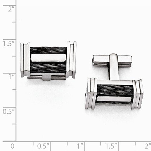 Signature Cable Collection Grey Titanium Cable Cuff Links 11X20MM