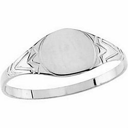 Childrens Sterling Silver Youth Round Signet Ring, Size 3