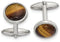 Stainless Steel Tigers Eye Round Cuff Links, 23.78MMX19.13MM