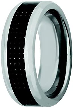 Men's Titanium, Black Carbon Fiber Inlay 8MM Comfort-Fit Band, Size 9
