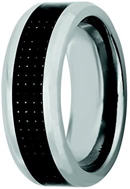 Men's Titanium, Black Carbon Fiber Inlay 8MM Comfort-Fit Band, Size 10.25