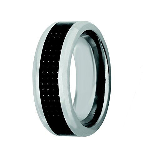 Men's Titanium, Black Carbon Fiber Inlay 8MM Comfort-Fit Band