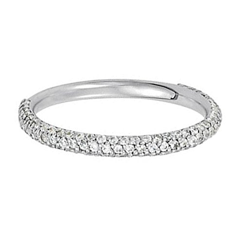 Pave Diamond Anniversary Ring, 2.20MM Rhodium-Plated 10k White Gold, Size 7 (.50 Ctw, GH, SI2-SI3)