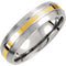 Titanium and 14k Yellow Gold Inlay 6mm Comfort Fit Band, Size 7.5