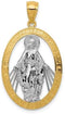 Rhodium-Plated 14k White and Yellow Gold Miraculous Medal Pendant (25.5X19MM)