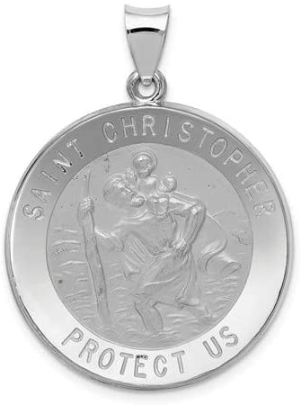 Rhodium-Plated 14k White Gold St. Christopher Medal Pendant (29X26MM)