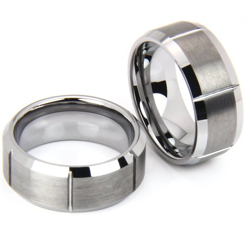 Tungsten Matte and Polished 8mm Comfort Fit Ring (Lifetime Sizing Guaranty)