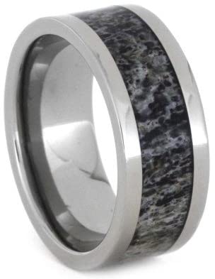 Deer Antler 8mm Comfort-Fit Titanium Band and Sizing Ring, Size 11