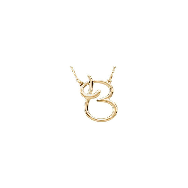 16" Script Initial 'B' Yellow Gold Necklace