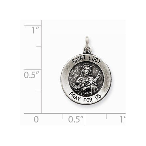 Sterling Silver Antiqued Saint Lucy Medal (20X15MM)