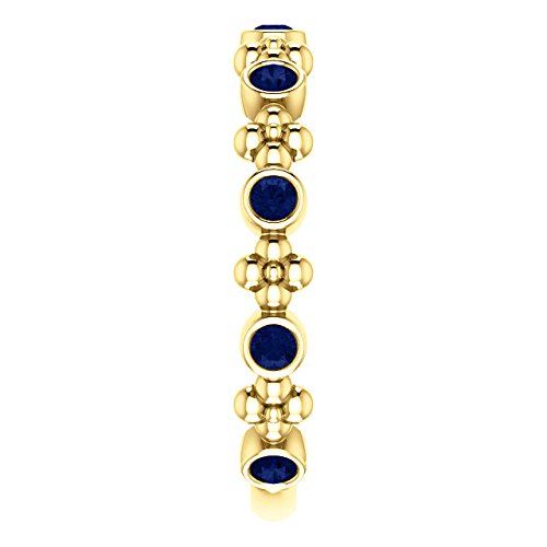 Chatham Created Blue Sapphire Beaded Ring, 14k Yellow Gold