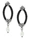 Tango Collection Black Titanium Cable, Argentium Sterling Silver, White Freshwater Cultured Pearl Earrings (2.5-3MM)