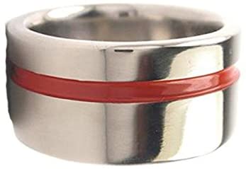 Red Grooved Flat Profile 10mm Comfort-Fit Titanium Wedding Ring