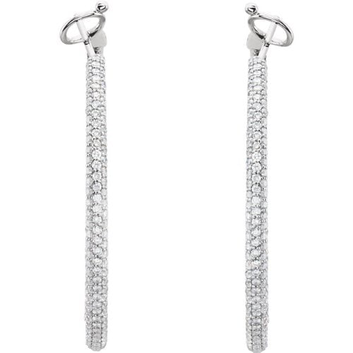 Diamond Inside/Outside Hoop Earrings, 14K White Gold (2 7/8 Ctw, Color H-I, Clarity I1)