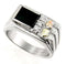 Rectangular Onyx with Cubic Zirconia Ring, Sterling Silver, 12k Green and Rose Gold Black Hills Gold Motif