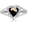 Onyx Heart Ring, Sterling Silver, 12k Green and Rose Gold Black Hills Gold Motif