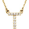 14k Yellow Gold Diamond Initial 'T' 1/10 Cttw Necklace, 16" (GH Color, I1 Clarity)