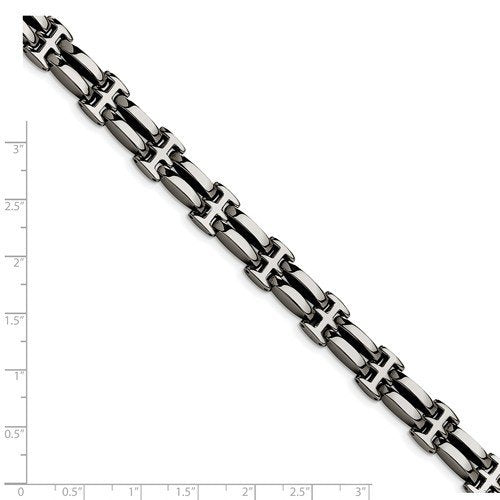 Men's Polished Stainless Steel 10mm Link Bracelet, 8.5"