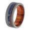 Tulipwood, Blue Box Elder Burl 8mm Sandblasted Titanium Comfort-Fit Band