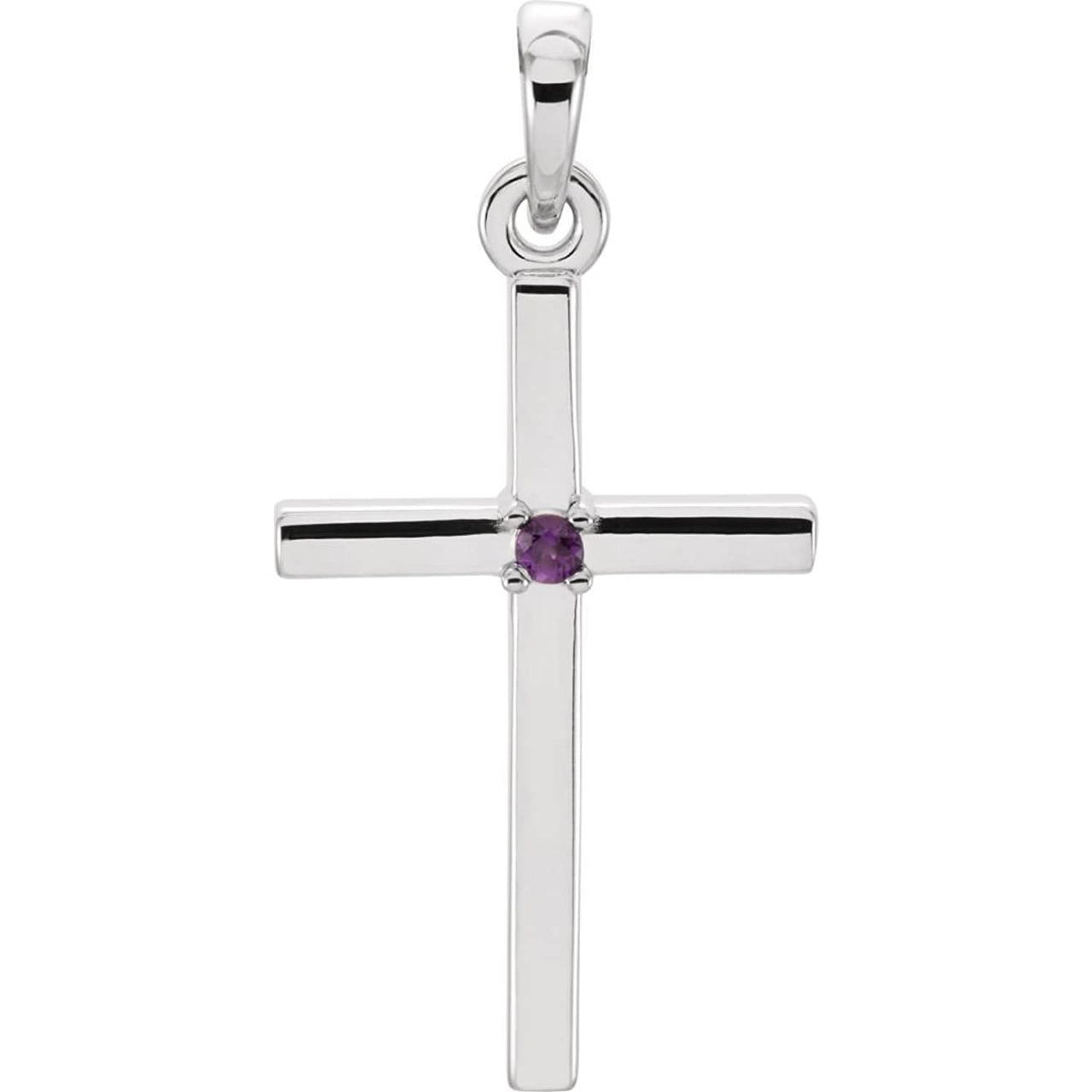 Platinum Amethyst Inset Cross Pendant (22.65x11.4MM)