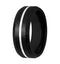 Men's Black Ceramic, Sterling Silver Inlay Stripe 8mm Comfort-Fit Band