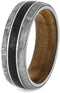 The Men's Jewelry Store (Unisex Jewelry) Crushed Dinosaur Bone, Meteorite, Matte Titanium 7.5mm Comfort-Fit Kauri Wood Sleeve Band, Size 14.5