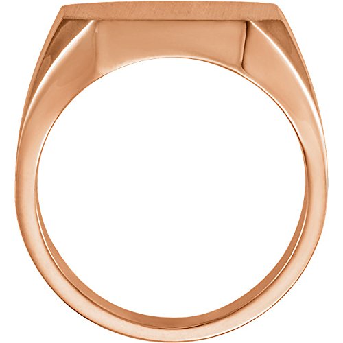 Men's Brushed Signet Ring, 14k Rose Gold (18X16MM)