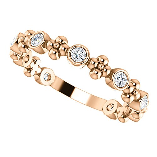 Diamond Beaded Ring, 14k Rose Gold (0.25 Ctw, Color G-H, I1 Clarity)