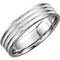 Grooved Double Milgrain Design 6mm Comfort Fit 14k White Gold Band